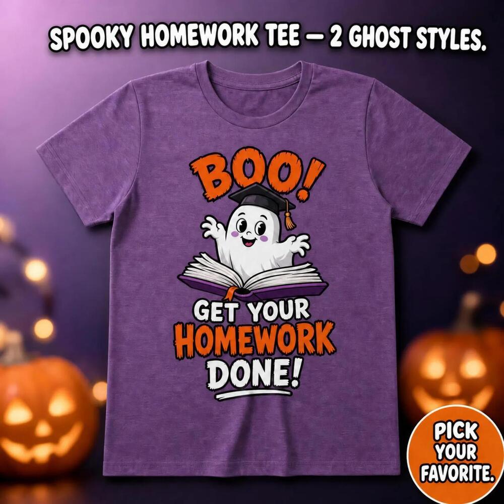 Funny Ghost Homework Halloween Shirt For ,  Tee
